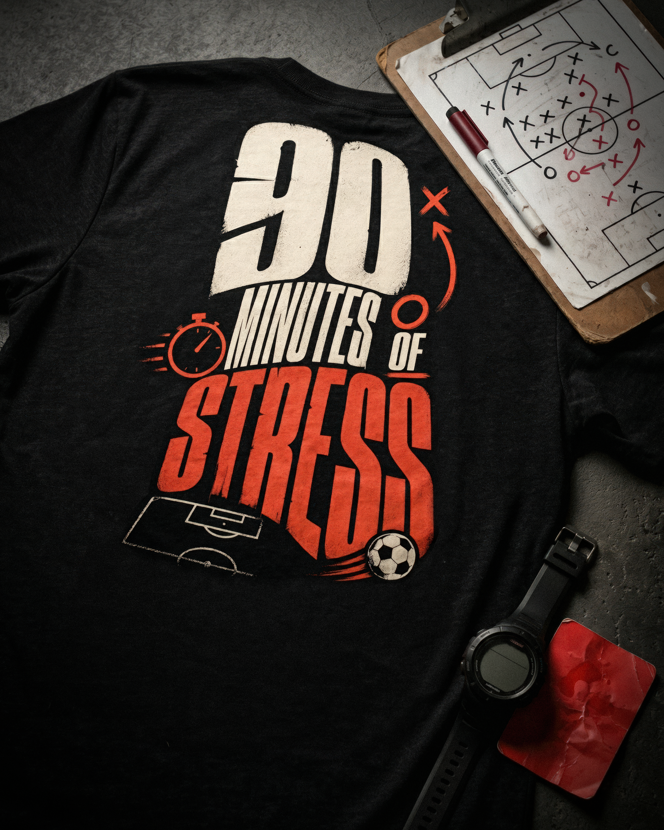Soccer Tee - "90 minutes of stress" - #Soccerlife