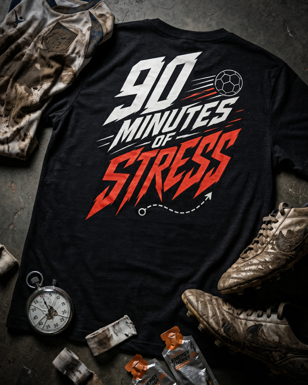 Soccer Tee - "90 Minutes of Stress" - #Soccerlife