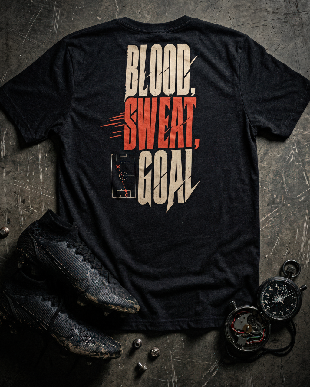 Soccer Tee - "Blood, sweat, goal" - #Soccerlife
