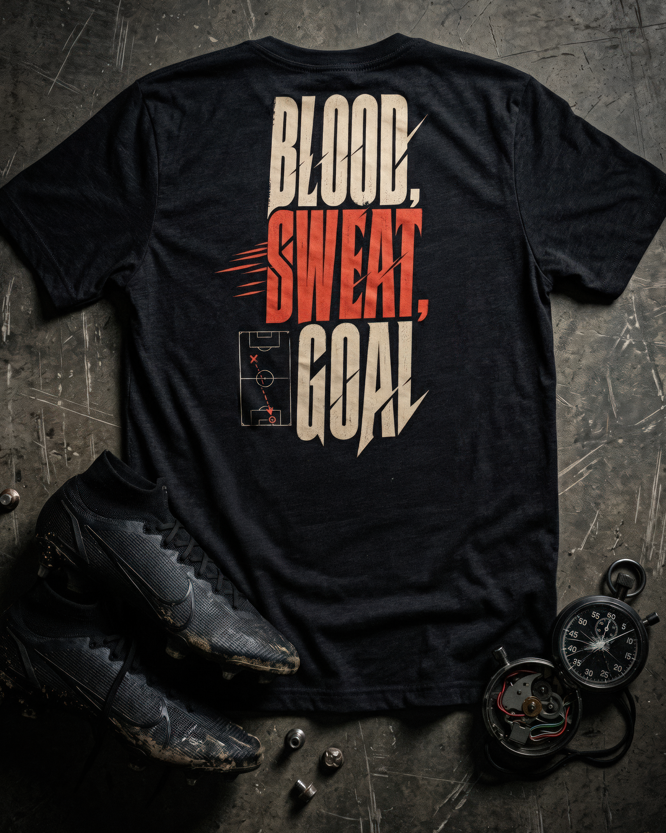 Soccer Tee - "Blood, sweat, goal" - #Soccerlife