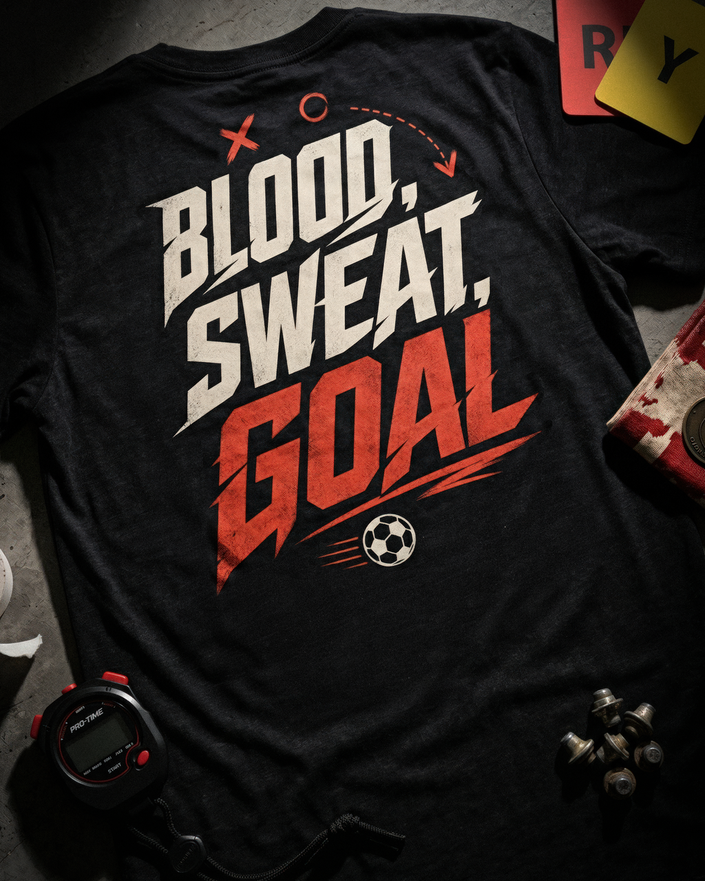Soccer Tee - "Blood, sweat, goal" - #Soccerlife