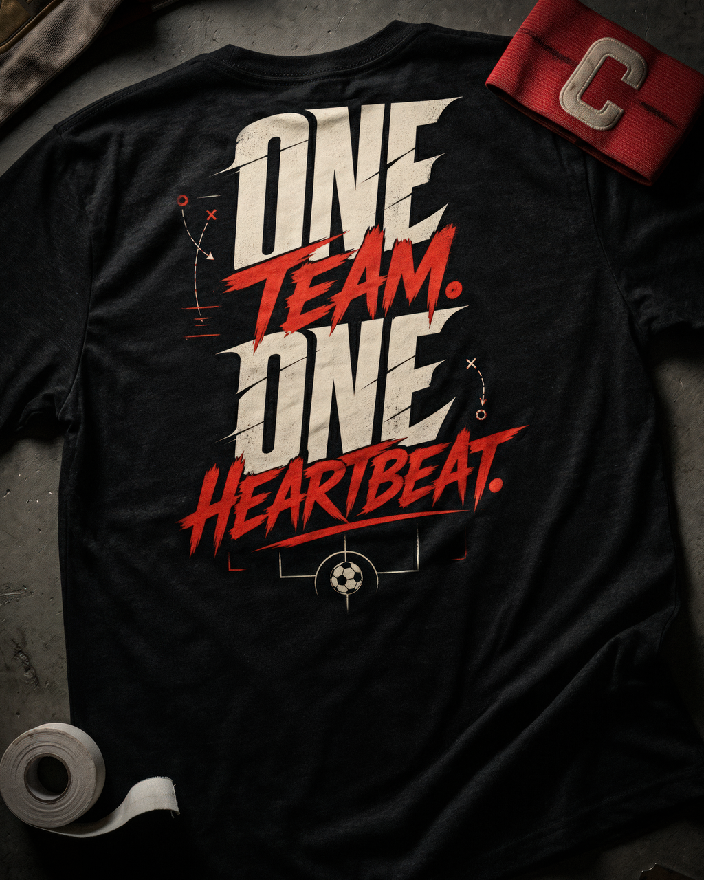 Soccer Tee - "One team, One heartbeat" - #Soccerlife